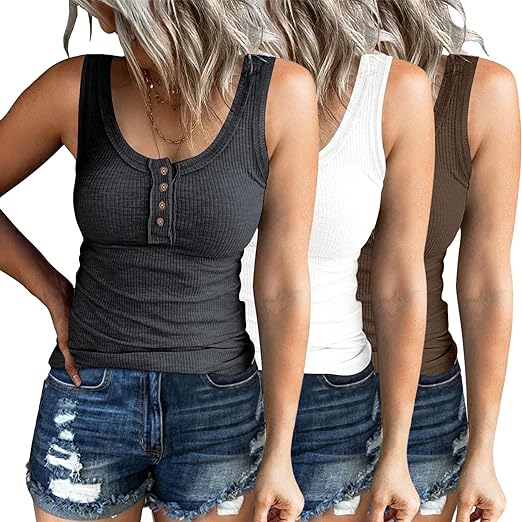 Women Tank Tops, Summer Casual Sleeveless Top, Cami Top -Pack of 3 Women Tank Tops, Summer Casual Sleeveless Top, Cami Top -Pack of 3